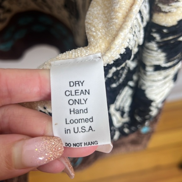 HILARY SMITH Southwestern Cowboy Chenille Tribal Cardigan Sweater Concho Buttons - Picture 9 of 15